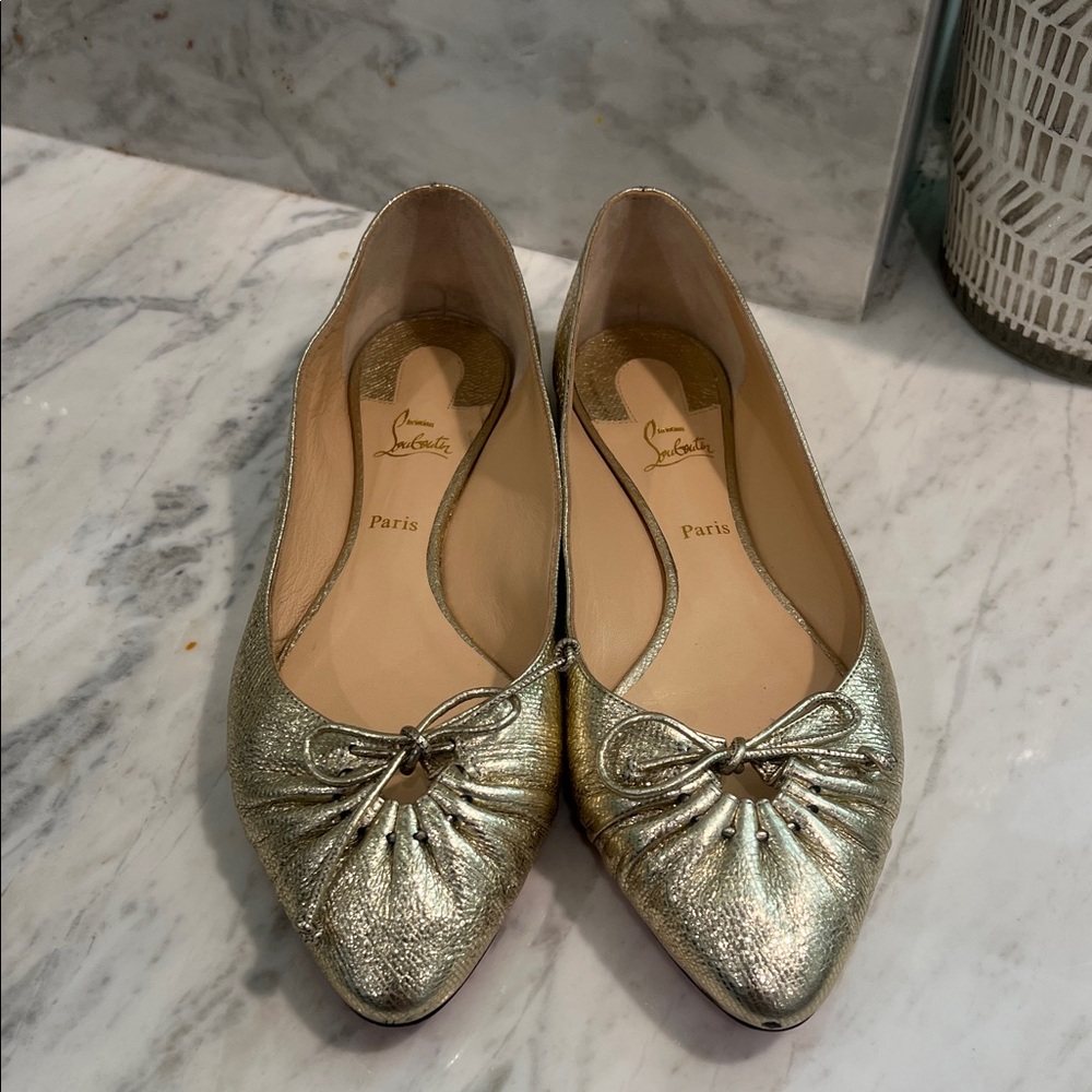 Christian Louboutin Metallic Gold Flats